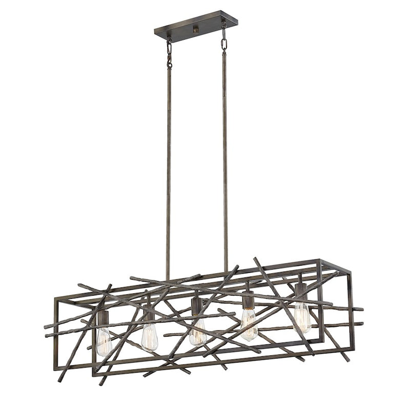 Quoizel Brigham Linear 5 Light Chandelier, Restored Bronze