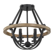 Quoizel Bartlett 16in 4-Light Semi-Flush Mount | Modern Earth Black and Painted Wood | Bedroom & Hallway | 16 x 16 x 15 in | Model BRL1716EK