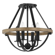 Quoizel Bartlett 16in 4-Light Semi-Flush Mount | Modern Earth Black and Painted Wood | Bedroom & Hallway | 16 x 16 x 15 in | Model BRL1716EK