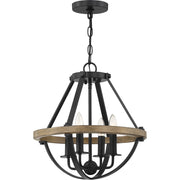 Quoizel Bartlett 16in 4-Light Pendant | Modern Earth Black and Painted Wood | Kitchen Island & Dining Room | 16 x 16 x 17 in | Model BRL2816EK