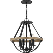 Quoizel Bartlett 16in 4-Light Pendant | Modern Earth Black and Painted Wood | Kitchen Island & Dining Room | 16 x 16 x 17 in | Model BRL2816EK