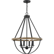 Quoizel Bartlett 22in 4-Light Pendant | Modern Earth Black and Painted Wood | Dining Room & Foyer | 22 x 22 x 30.25 in | Model BRL2823EK