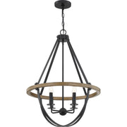 Quoizel Bartlett 22in 4-Light Pendant | Modern Earth Black and Painted Wood | Dining Room & Foyer | 22 x 22 x 30.25 in | Model BRL2823EK