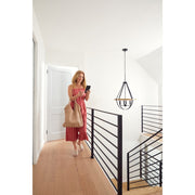 Quoizel Bartlett 22in 4-Light Pendant | Modern Earth Black and Painted Wood | Dining Room & Foyer | 22 x 22 x 30.25 in | Model BRL2823EK