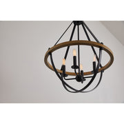Quoizel Bartlett 22in 4-Light Pendant | Modern Earth Black and Painted Wood | Dining Room & Foyer | 22 x 22 x 30.25 in | Model BRL2823EK