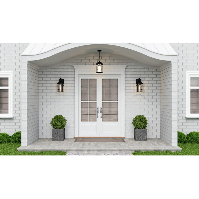 Quoizel Brampton 1 Light Outdoor Lantern, Matte Black/Clear