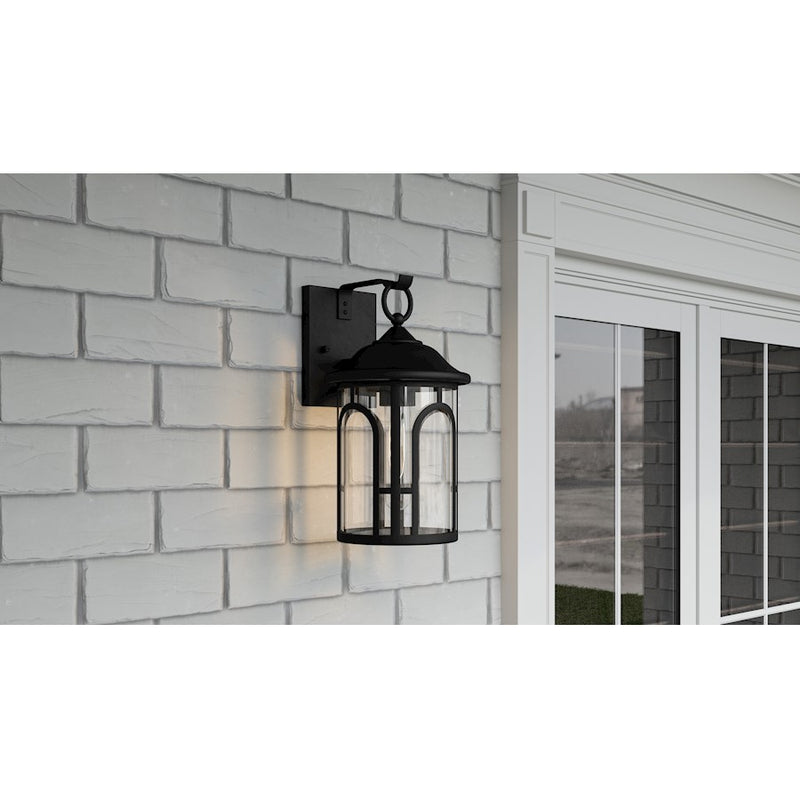 Quoizel Brampton 1 Light Outdoor Lantern, Matte Black/Clear