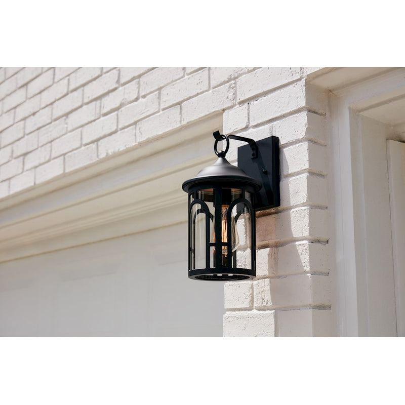 Quoizel Brampton 1 Light Outdoor Lantern, Matte Black/Clear