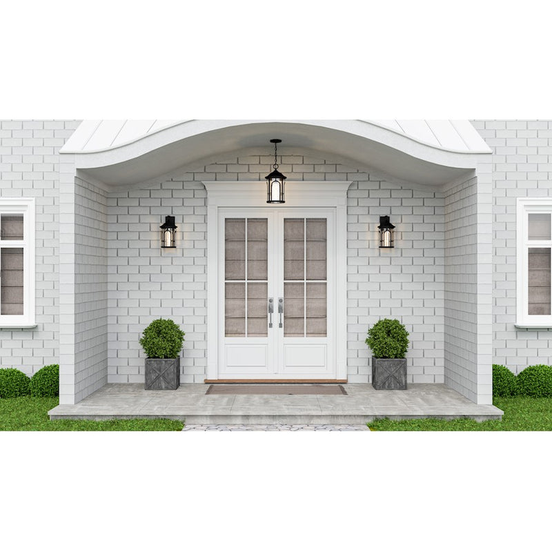 Quoizel Brampton 1 Light Outdoor Lantern, Matte Black/Clear