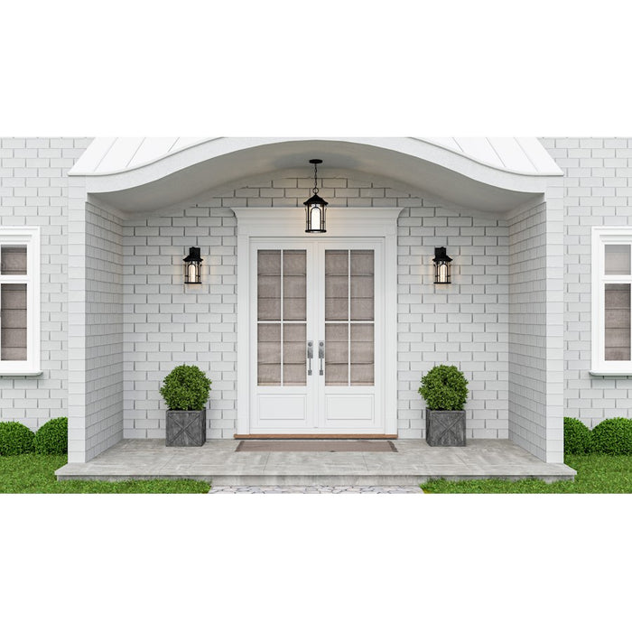 Quoizel Brampton 1 Light Outdoor Lantern, Matte Black/Clear