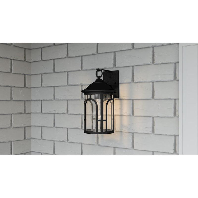 Quoizel Brampton 1 Light Outdoor Lantern, Matte Black/Clear