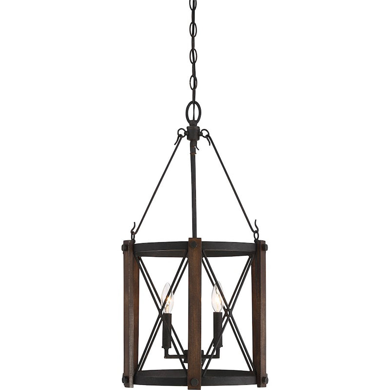 Quoizel Baron 15in 3-Light Pendant | Traditional Marcado Black Steel | Kitchen Island & Dining Room | 15 x 15 x 27.5 in | Model BRO5203MK
