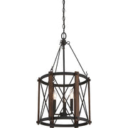 Quoizel Baron 15in 3-Light Pendant | Traditional Marcado Black Steel | Kitchen Island & Dining Room | 15 x 15 x 27.5 in | Model BRO5203MK