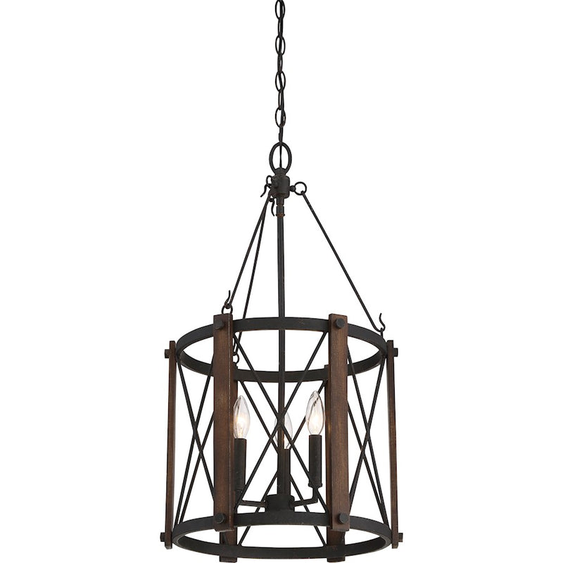 Quoizel Baron 15in 3-Light Pendant | Traditional Marcado Black Steel | Kitchen Island & Dining Room | 15 x 15 x 27.5 in | Model BRO5203MK