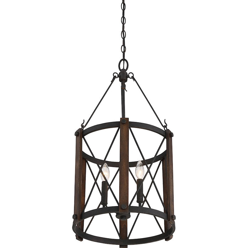 Quoizel Baron 15in 3-Light Pendant | Traditional Marcado Black Steel | Kitchen Island & Dining Room | 15 x 15 x 27.5 in | Model BRO5203MK