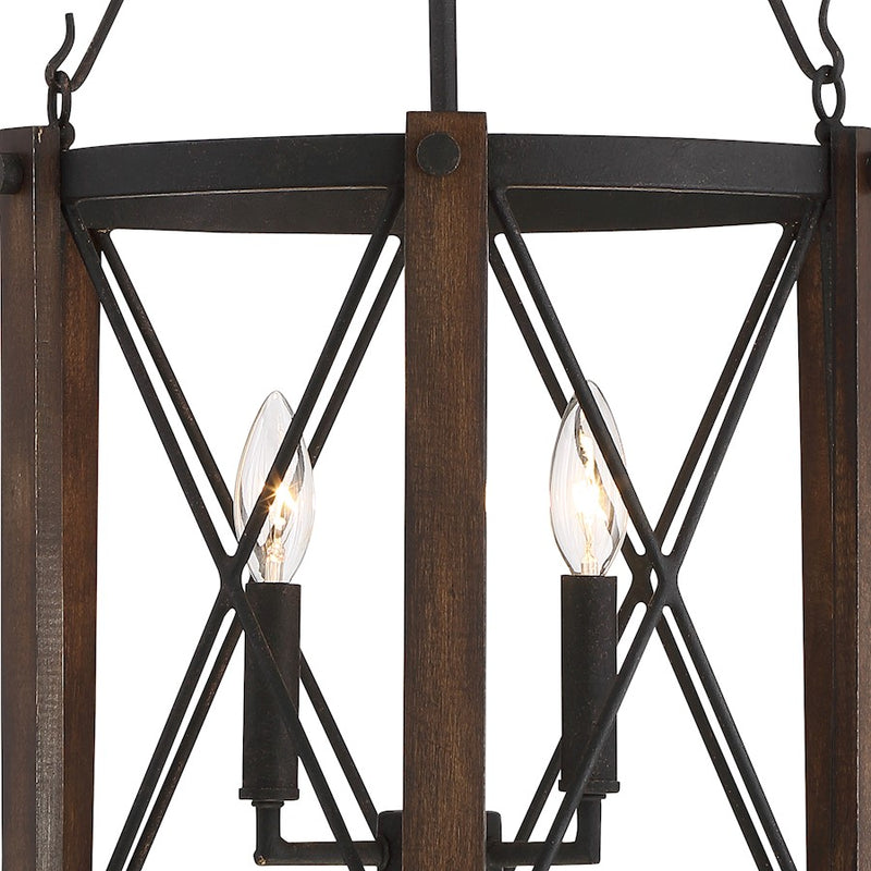 Quoizel Baron 15in 3-Light Pendant | Traditional Marcado Black Steel | Kitchen Island & Dining Room | 15 x 15 x 27.5 in | Model BRO5203MK