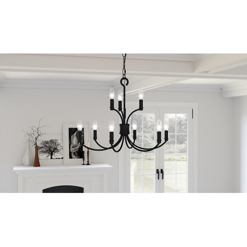 Quoizel Briar 9 Light Chandelier, Matte Black