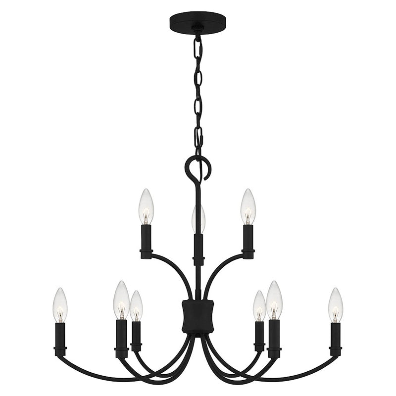 Quoizel Briar 9 Light Chandelier, Matte Black