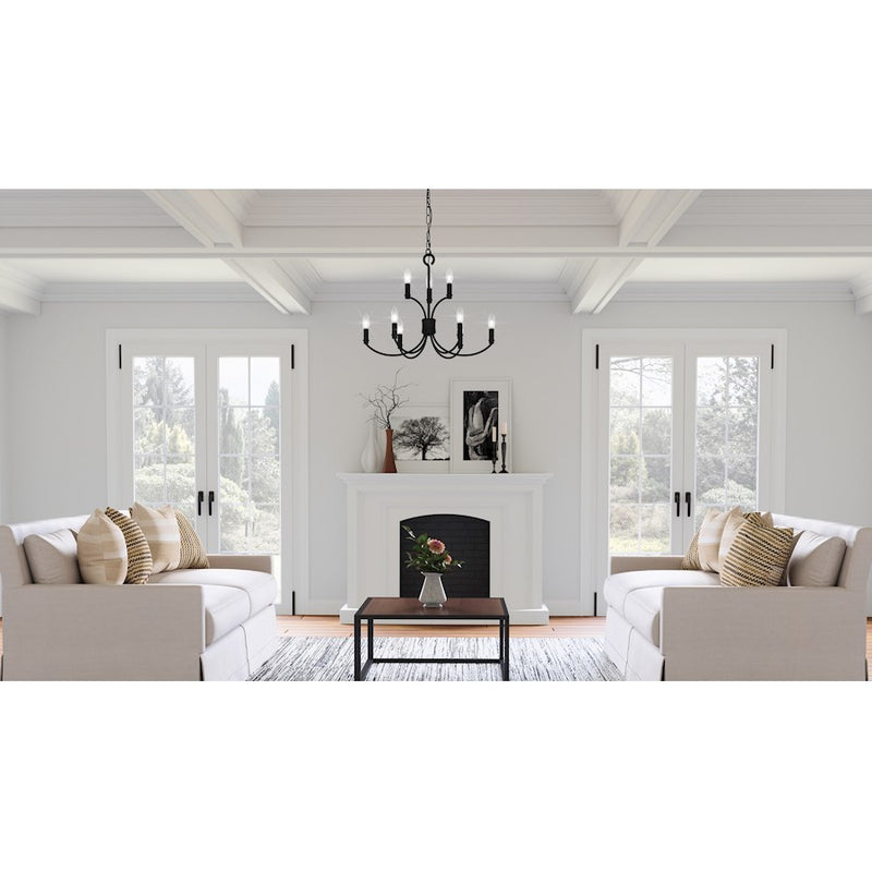 Quoizel Briar 9 Light Chandelier, Matte Black