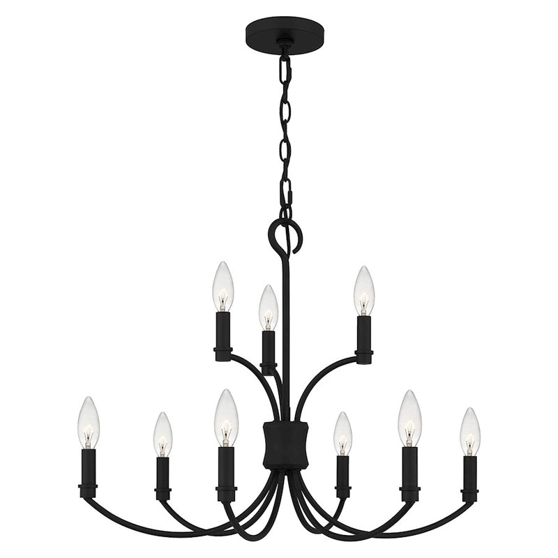 Quoizel Briar 9 Light Chandelier, Matte Black