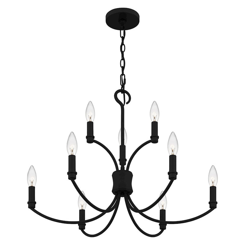 Quoizel Briar 9 Light Chandelier, Matte Black