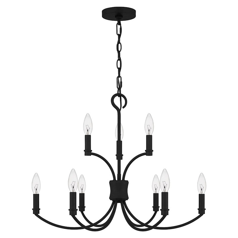 Quoizel Briar 9 Light Chandelier, Matte Black