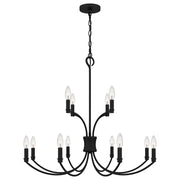 Quoizel Briar 12 Light Chandelier, Matte Black
