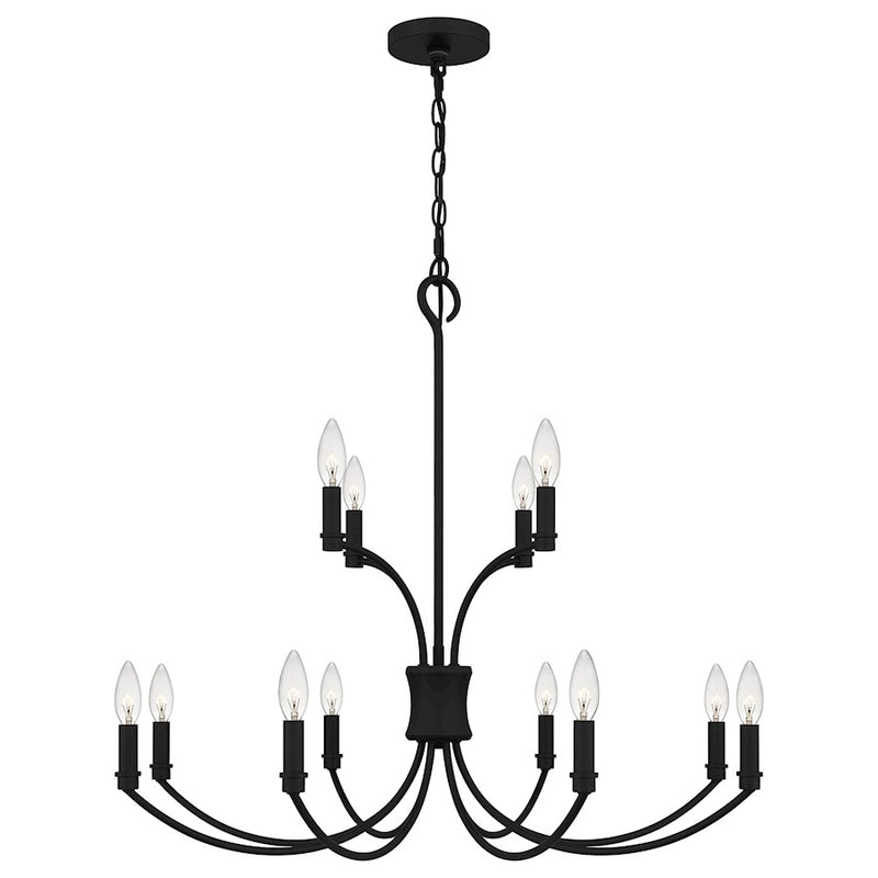 Quoizel Briar 12 Light Chandelier, Matte Black