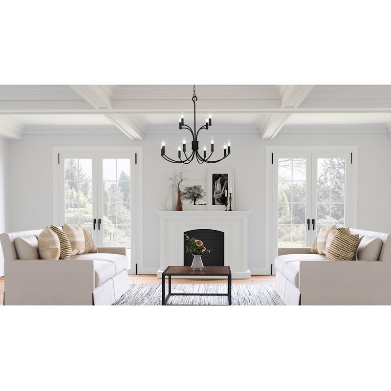 Quoizel Briar 12 Light Chandelier, Matte Black
