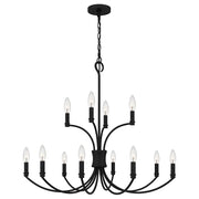 Quoizel Briar 12 Light Chandelier, Matte Black