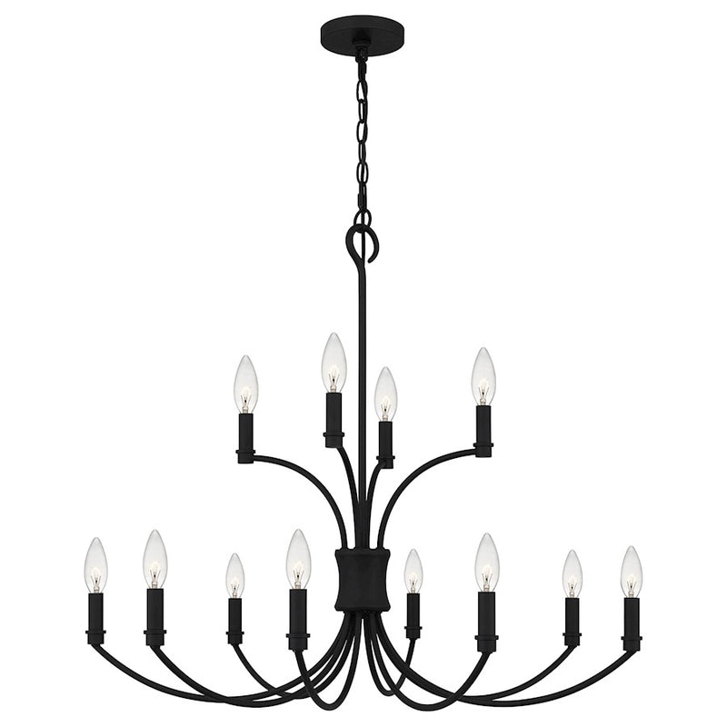 Quoizel Briar 12 Light Chandelier, Matte Black