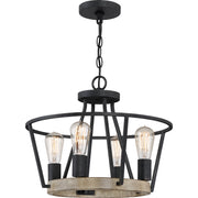 Quoizel Brockton 17in 4-Light Pendant | Farmhouse Grey Ash Steel and Faux Wood | Kitchen Island & Dining Room | 17.5 x 17.5 x 15 in | Model BRT2817GK