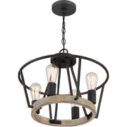 Quoizel Brockton 17in 4-Light Pendant | Farmhouse Grey Ash Steel and Faux Wood | Kitchen Island & Dining Room | 17.5 x 17.5 x 15 in | Model BRT2817GK