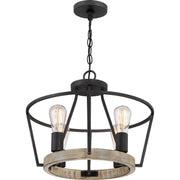 Quoizel Brockton 17in 4-Light Pendant | Farmhouse Grey Ash Steel and Faux Wood | Kitchen Island & Dining Room | 17.5 x 17.5 x 15 in | Model BRT2817GK