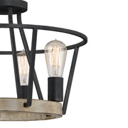 Quoizel Brockton 17in 4-Light Pendant | Farmhouse Grey Ash Steel and Faux Wood | Kitchen Island & Dining Room | 17.5 x 17.5 x 15 in | Model BRT2817GK