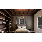 Quoizel Brockton 24in 6-Light Chandelier | Farmhouse Grey Ash Steel and Whitewash Faux Wood | Dining Room & Foyer | 24 x 24 x 24 in | Model BRT5006GK