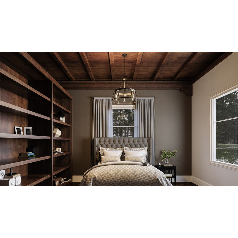 Quoizel Brockton 24in 6-Light Chandelier | Farmhouse Grey Ash Steel and Whitewash Faux Wood | Dining Room & Foyer | 24 x 24 x 24 in | Model BRT5006GK