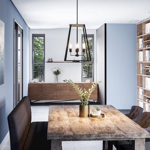 Quoizel Brockton 17in 4-Light Pendant | Farmhouse Grey Ash Steel and Whitewash Faux Wood | Kitchen Island & Dining Room | Model BRT5204GK