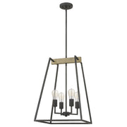 Quoizel Brockton 17in 4-Light Pendant | Farmhouse Grey Ash Steel and Whitewash Faux Wood | Kitchen Island & Dining Room | Model BRT5204GK