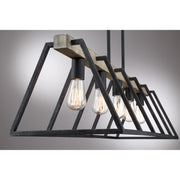 Quoizel Brockton 42in 5-Light Island Chandelier | Farmhouse Grey Ash Steel and Whitewash Faux Wood | Kitchen Island & Dining Room | Model BRT542GK