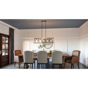 Quoizel Brockton 42in 5-Light Island Chandelier | Farmhouse Grey Ash Steel and Whitewash Faux Wood | Kitchen Island & Dining Room | Model BRT542GK
