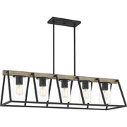 Quoizel Brockton 5Lt Island Chandelier, Grey Ash/Clear Seedy Glass - BRT5542GK