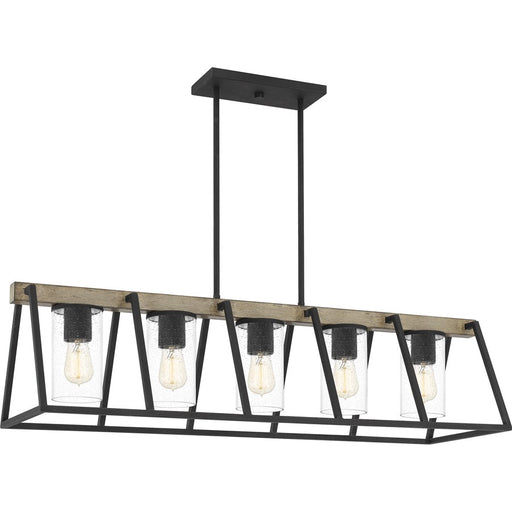 Quoizel Brockton 5Lt Island Chandelier, Grey Ash/Clear Seedy Glass - BRT5542GK