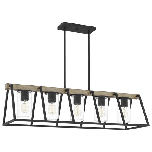 Quoizel Brockton 5Lt Island Chandelier, Grey Ash/Clear Seedy Glass