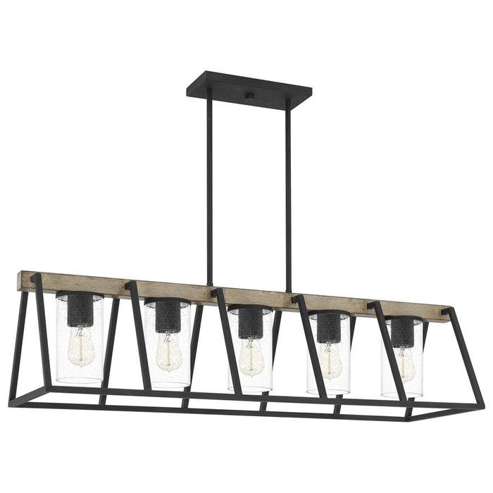 Quoizel Brockton 5Lt Island Chandelier, Grey Ash/Clear Seedy Glass
