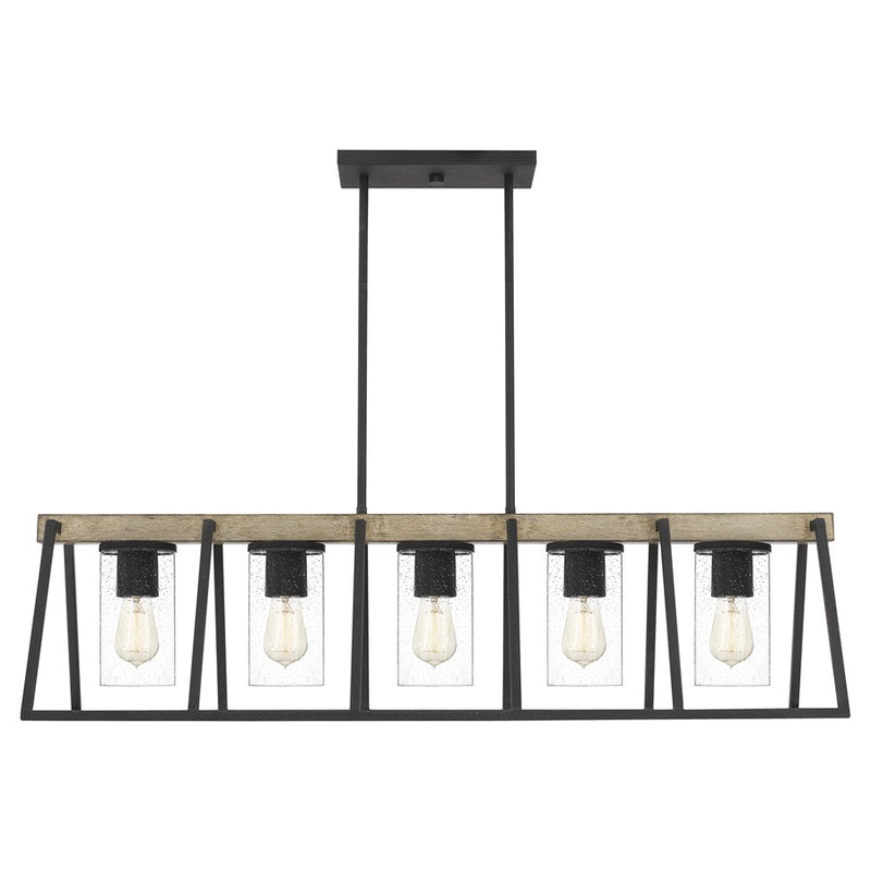 Quoizel Brockton 5Lt Island Chandelier, Grey Ash/Clear Seedy Glass