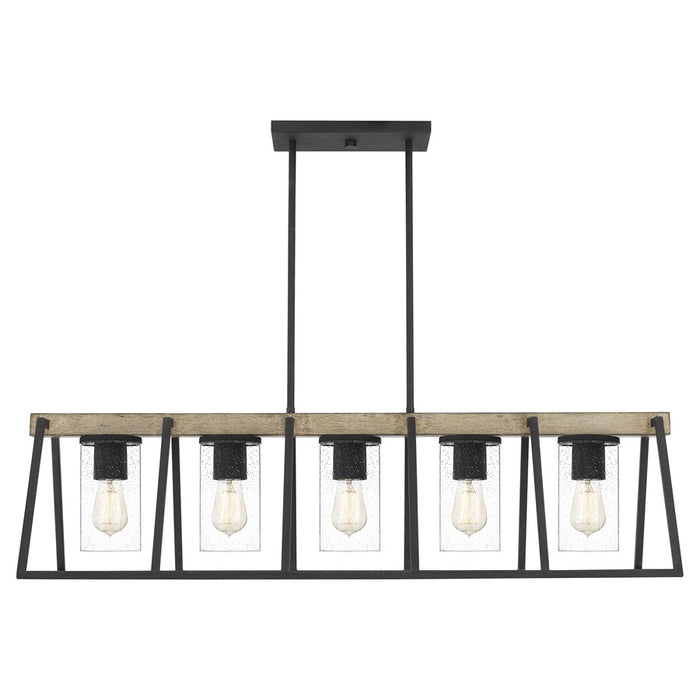 Quoizel Brockton 5Lt Island Chandelier, Grey Ash/Clear Seedy Glass