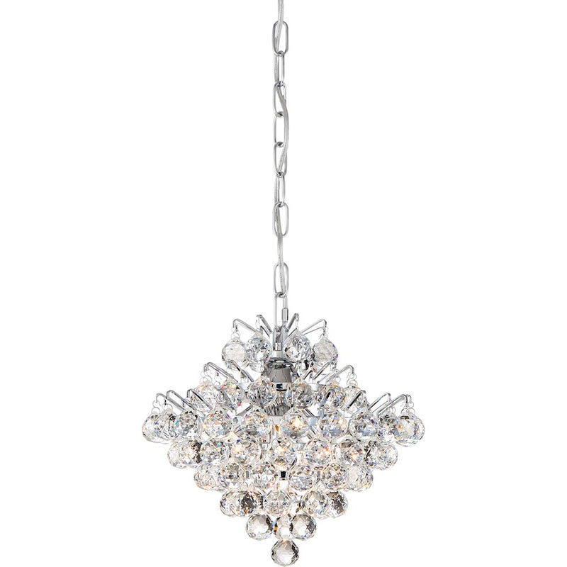 Quoizel Bordeaux With Clear Crystal 4 Light Pendant, Polished Chrome