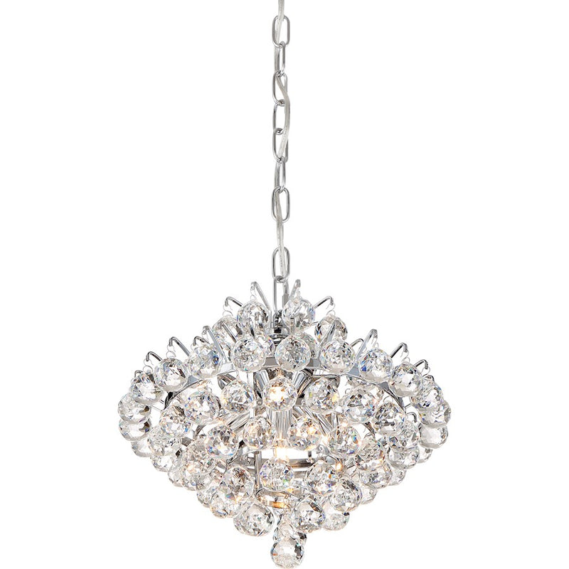 Quoizel Bordeaux With Clear Crystal 4 Light Pendant, Polished Chrome