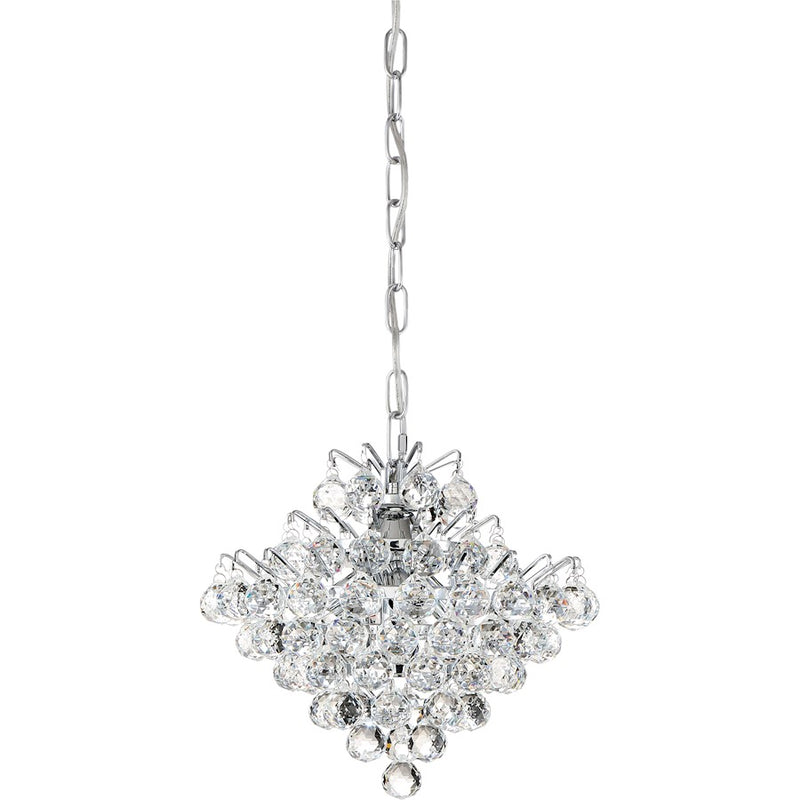 Quoizel Bordeaux With Clear Crystal 4 Light Pendant, Polished Chrome